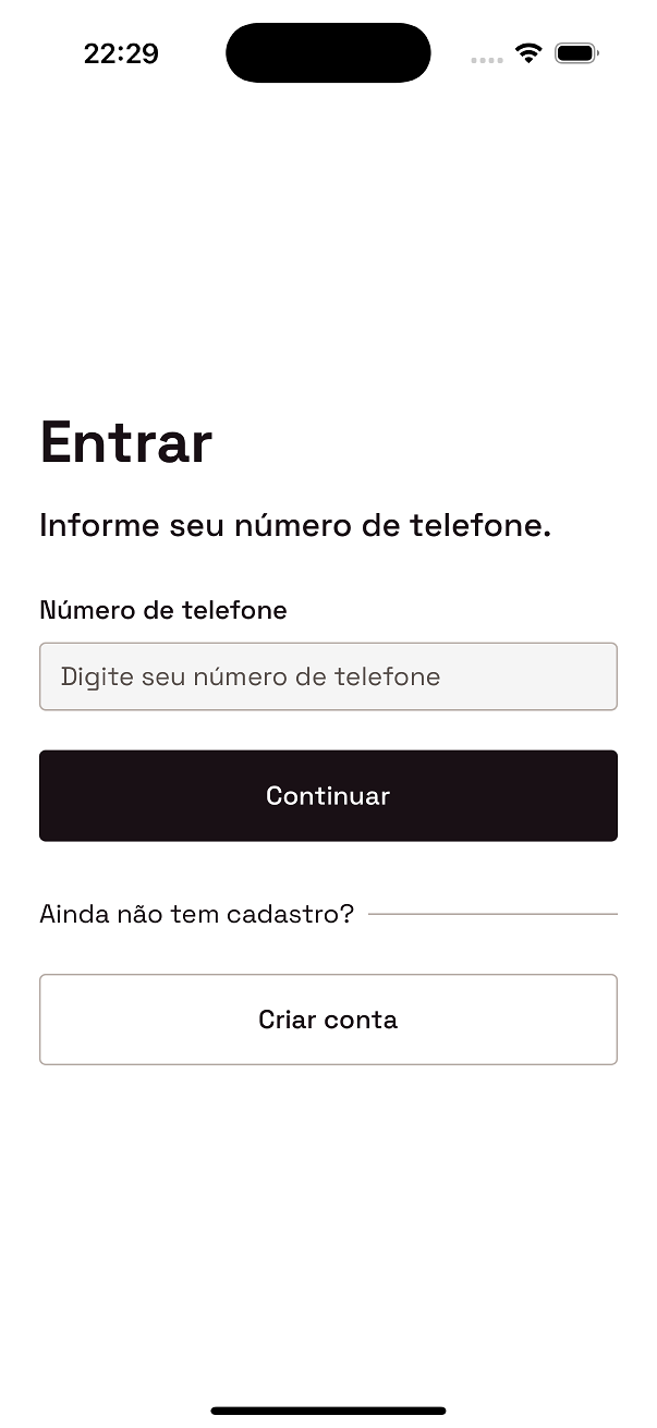 Restaurant menu screen